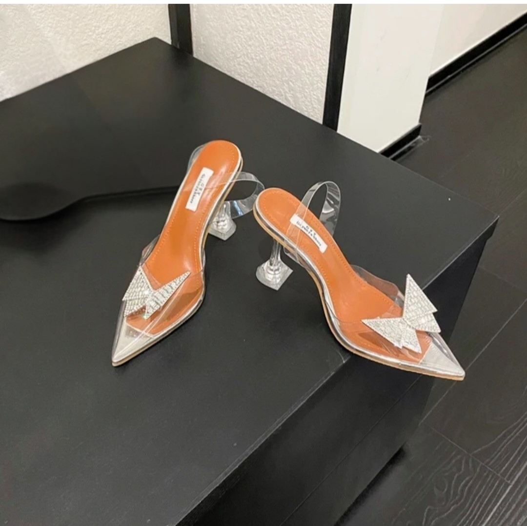 Crystal Edge Clear Slingback Heels – Chic Pointed Toe Date Night & Event Shoes