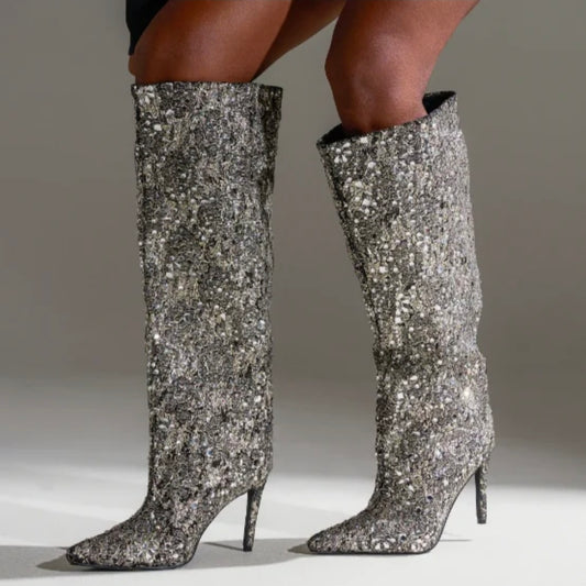 All-Over Sparkle Knee-High Boots