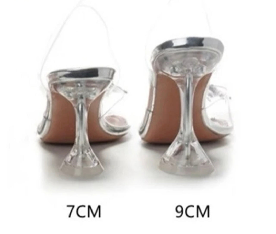 Crystal Halo Slingbacks – Clear Rhinestone Heels | 7cm & 9cm