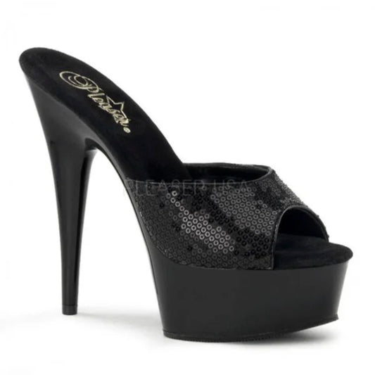 Blackout Glam Sequin Platform Mules