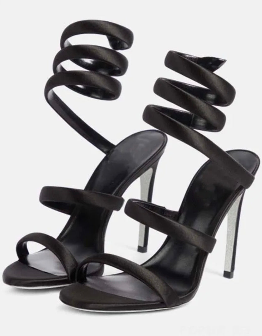 Spiral Strap Stiletto Sandals – Lace-Up Wrap Heels