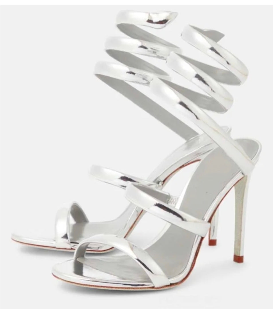 Spiral Strap Stiletto Sandals – Lace-Up Wrap Heels