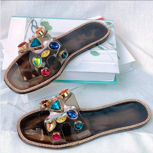 Midnight Jewel Luxe Flat Sandals